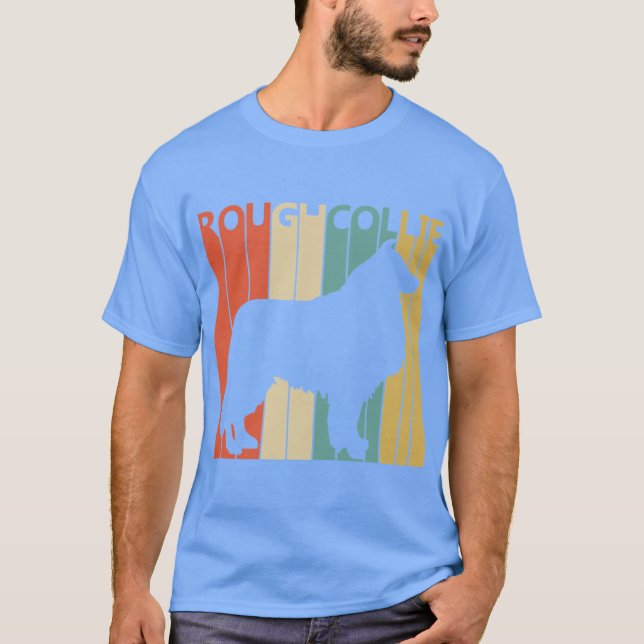 Camiseta Cachorro Collie áspero vintage (Frente)