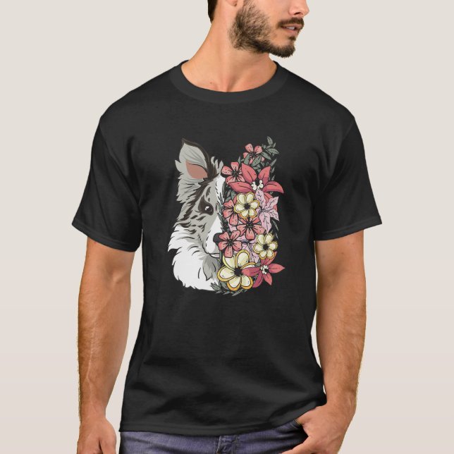 Camiseta Cachorro Collie Fronteira Com Flores (Frente)