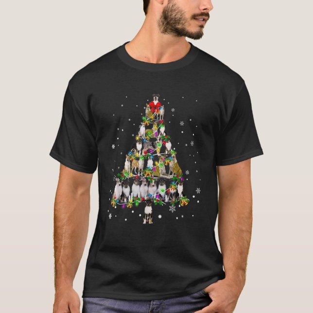 Camiseta Cachorro Collie liso fofo decoração presente árvor (Frente)