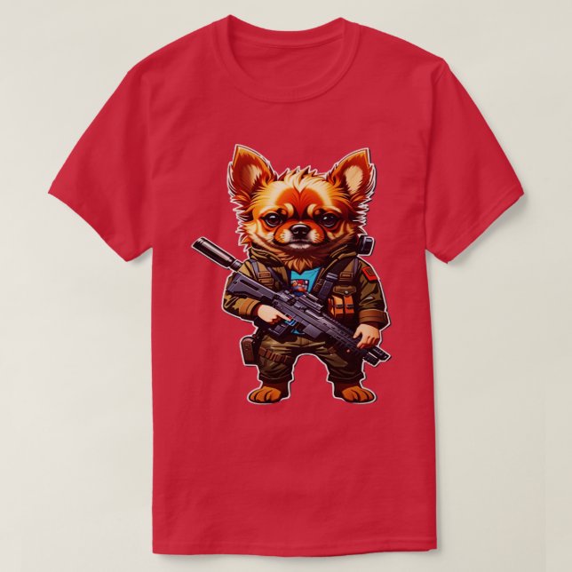 Camiseta cachorro com arma (Frente do Design)