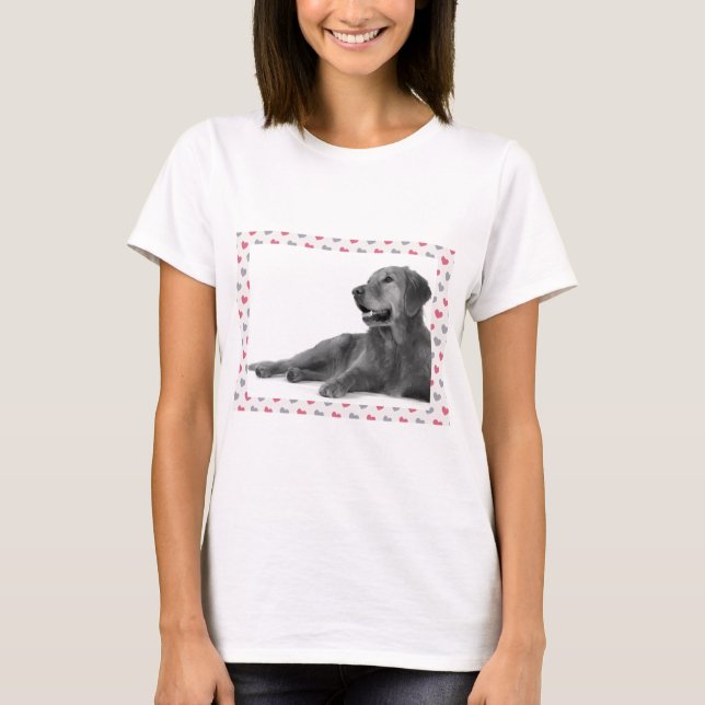 Camiseta Cachorro com belos corações (Frente)