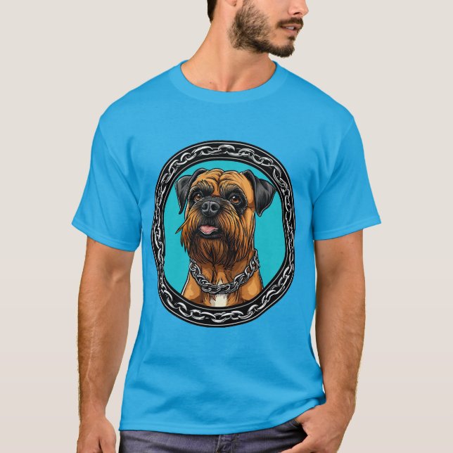 Camiseta Cachorro com Coleira de Corrente e Fundo Ousado (Frente)