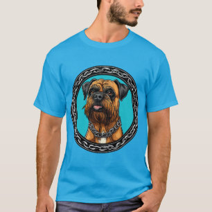 Camiseta Cachorro com coleira em cadeia e fundo em negrito
