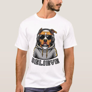 Camiseta Cachorro com Fone de Ouvido – Adorável Gr