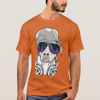 Camiseta Cachorro com fones de ouvido e família de óculos l