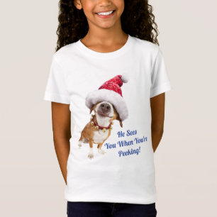 Camiseta Cachorro Com Grande Chapéu De Papai Noel
