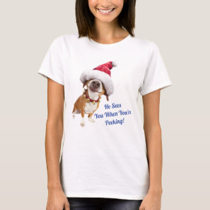 Camiseta Cachorro Com Grande Chapéu De Papai Noel