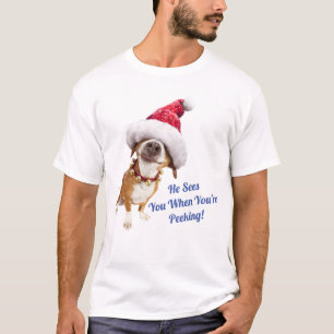 Camiseta Cachorro Com Grande Chapéu De Papai Noel