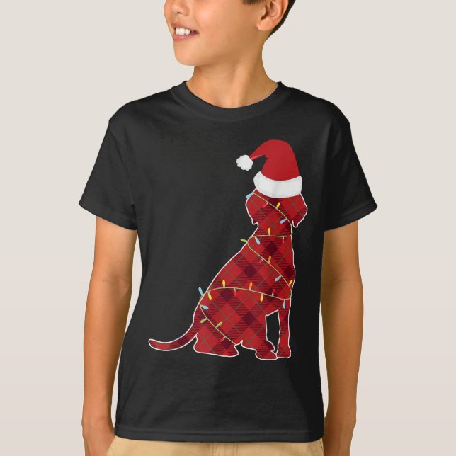 Camiseta Cachorro com Luzes De Natal Para Homens Xadrez De  (Frente)