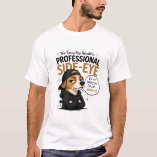 Camiseta Cachorro com Olhar de Desaprovação Engraçado - "Nã
