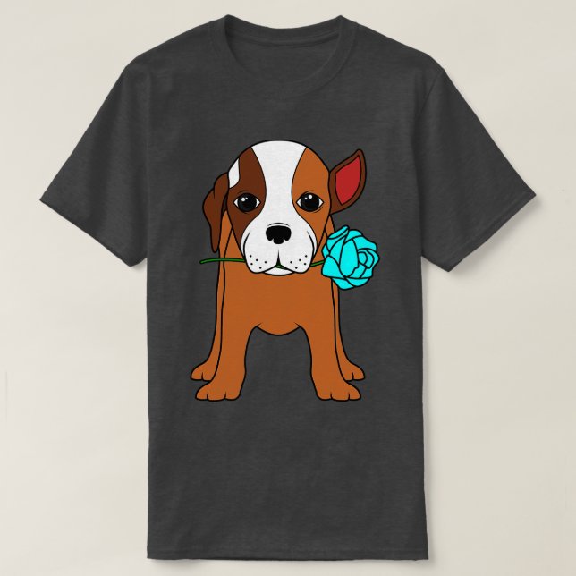 Camiseta Cachorro com Orelha e Rosa azul (Frente do Design)