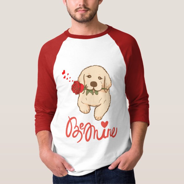 Camiseta Cachorro com rosa. Seja Mim (Frente)