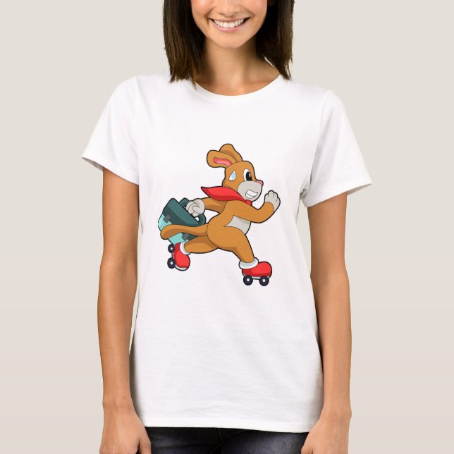 Camiseta Cachorro com skates de cilindro (Frente)