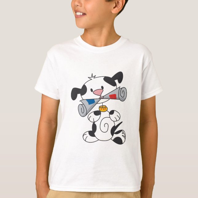 Camiseta Cachorro com T-shirts de jornal e presentes (Frente)