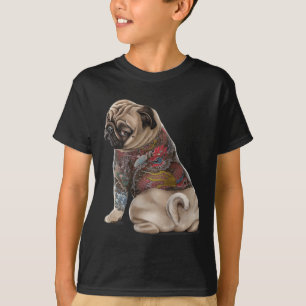 Camiseta Cachorro Com Tradicional Tatuagem De Dragão Japonê