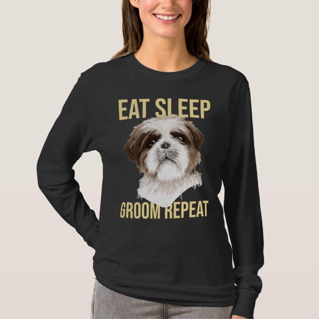 Camiseta Cachorro Comendo Cachorro Dormindo Repete Shih Tzu (Frente)