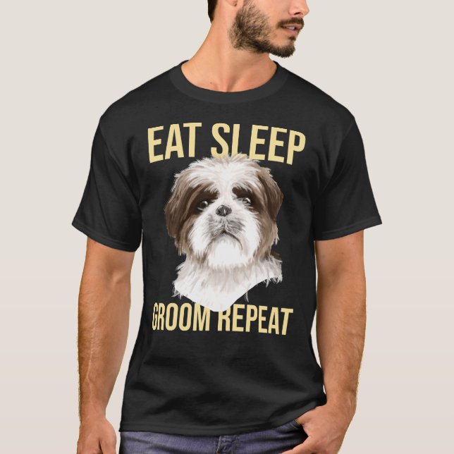 Camiseta Cachorro Comendo Cachorro Dormindo Repete Shih Tzu (Frente)