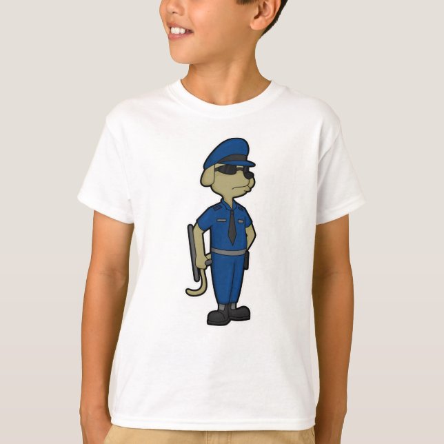 Camiseta Cachorro como agente da polícia com o Baton e os ó (Frente)