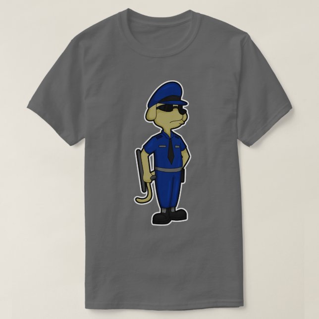 Camiseta Cachorro como agente da polícia com óculos de sol  (Frente do Design)