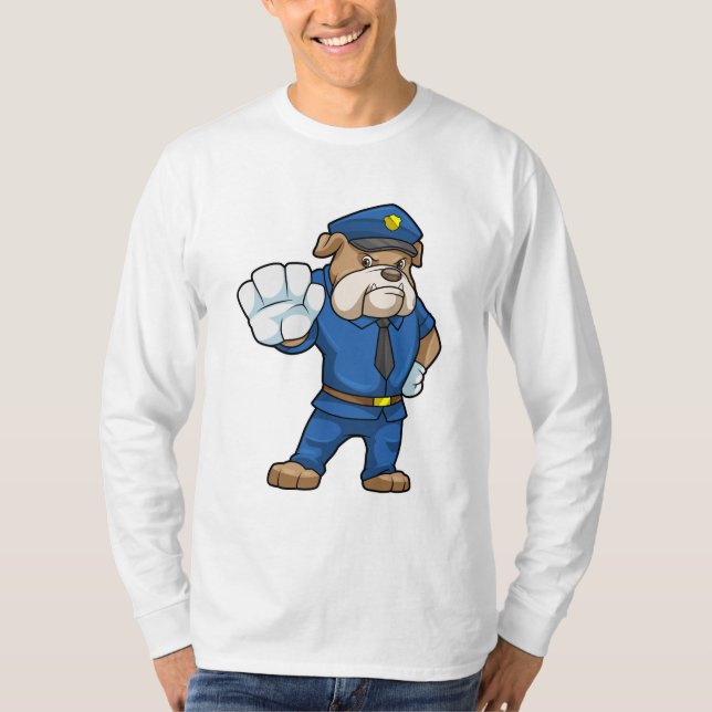 Camiseta Cachorro como agente da polícia com uniforme (Frente)