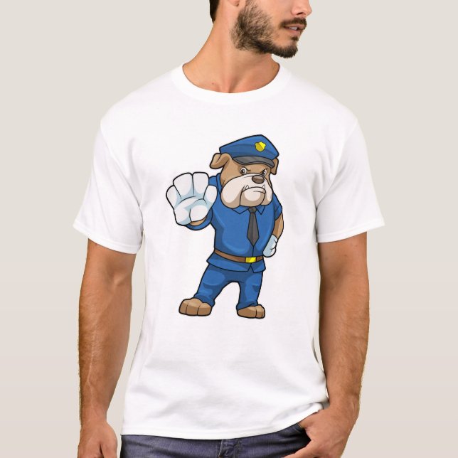 Camiseta Cachorro como agente da polícia com uniforme da po (Frente)