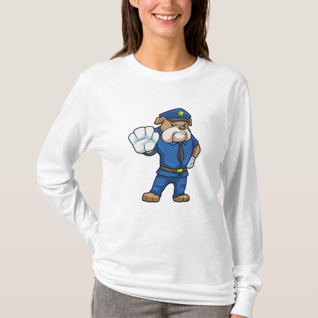 Camiseta Cachorro como agente da polícia com uniforme da po (Frente)
