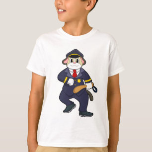 Camiseta Cachorro como agente da polícia com uniforme da po