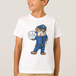 Camiseta Cachorro como agente da polícia com uniforme da po