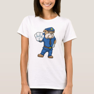 Camiseta Cachorro como agente da polícia com uniforme da po
