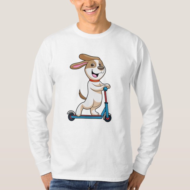 Camiseta Cachorro como Biker com Patinete (Frente)