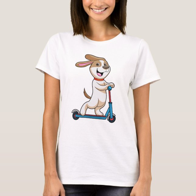 Camiseta Cachorro como Biker com Patinete (Frente)