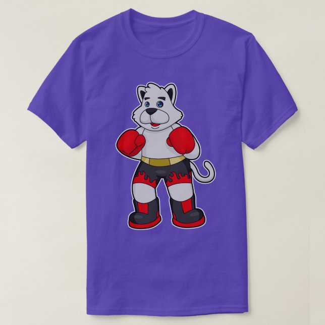 Camiseta Cachorro como boxeiro com luvas em caixa 3 (Frente do Design)