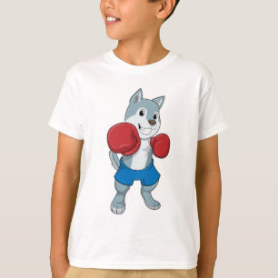 Camiseta Cachorro como boxeiro com luvas in a box
