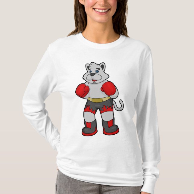 Camiseta Cachorro como boxeiro com luvas in a box (Frente)