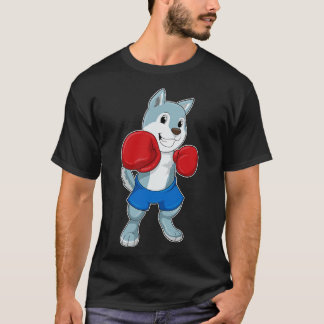 Camiseta Cachorro como boxeiro com luvas in a box