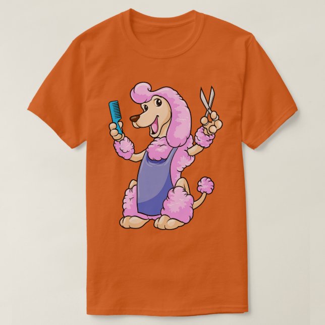 Camiseta Cachorro como cabeleireiro com tesoura e pente (Frente do Design)