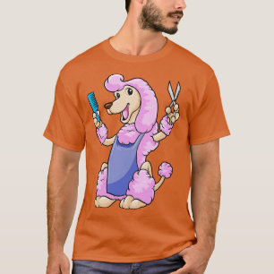 Camiseta Cachorro como cabeleireiro com tesoura e pente