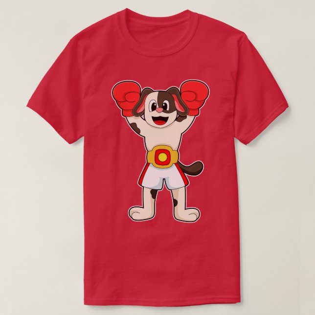 Camiseta Cachorro como campeão de boxe com luvas de Belt Bo (Frente do Design)
