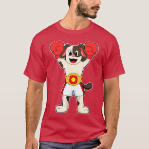 Camiseta Cachorro como campeão de boxe com luvas de Belt Bo