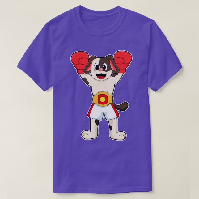 Camiseta Cachorro como campeão de boxe com luvas de Belt Bo (Frente do Design)