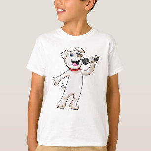 Camiseta Cachorro como Cantor com Microfone
