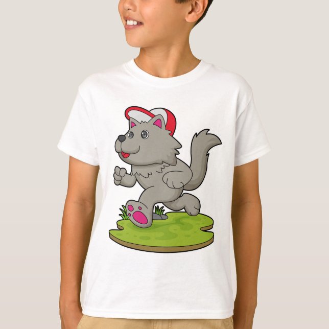 Camiseta Cachorro como corredor com Boné (Frente)