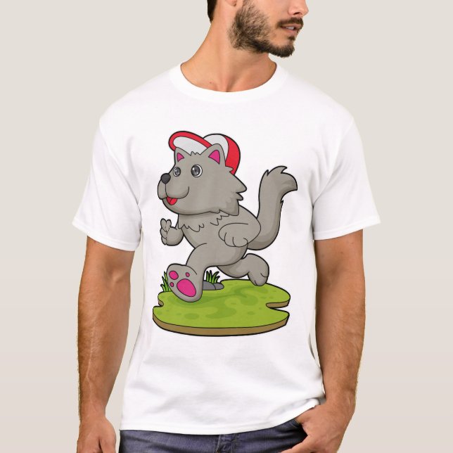 Camiseta Cachorro como corredor com Boné (Frente)