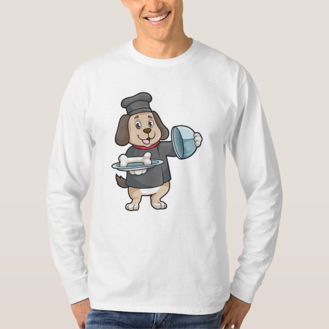 Camiseta Cachorro como cozinheiro com ossos (Frente)