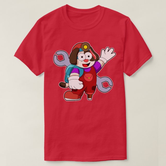 Camiseta Cachorro como engenheiro de Mecatrônica com chave  (Frente do Design)