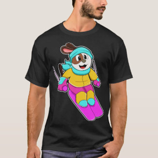 Camiseta Cachorro como esquiador com esqui