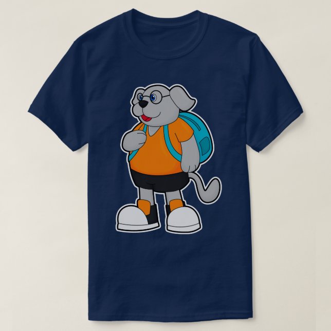Camiseta Cachorro como Hiker com Mochila (Frente do Design)