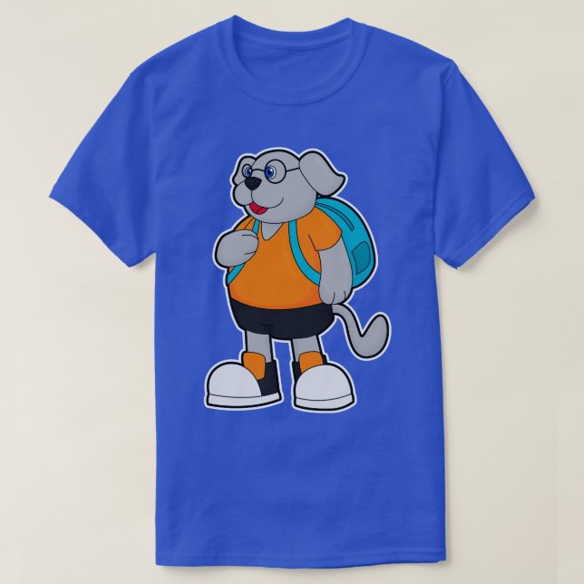 Camiseta Cachorro como Hiker com Mochila (Frente do Design)