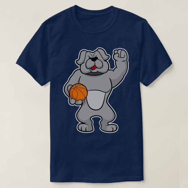 Camiseta Cachorro como jogador de basquete com bola de basq (Frente do Design)
