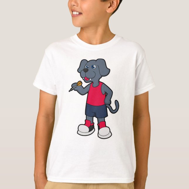 Camiseta Cachorro como jogador de dardos com dardos (Frente)